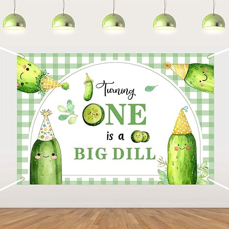 Pickle Birthday Decoration One Big Dill First Birthday Backdrop Funny Cucumber Pickle Photograph Background Kind of A Big Dill Backdrop for Boys Girls Fruit Theme 1st Birthday Party Supplies 5 * 3ft