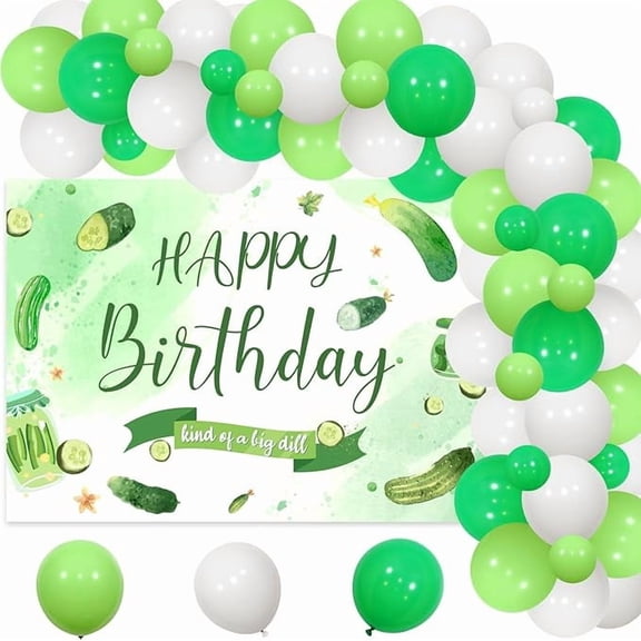 Pickle Birthday Party Decoration Kind of a Big Dill Backdrop Cucumber Pickle Green Balloons Garland Arch Kit for Boys Girls Fruit Funny Cucumber Themed 1st 2nd 3rd Birthday Party Supplies