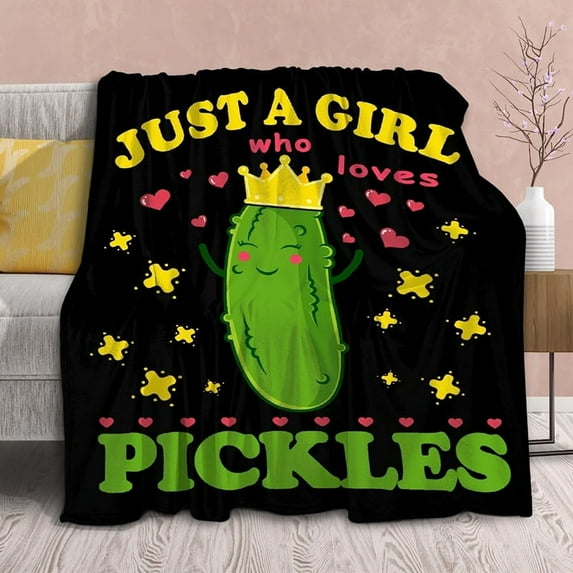 Pickle Blanket Funny Gift for Comfy Plush-Just a Girl Who Loves Pickle