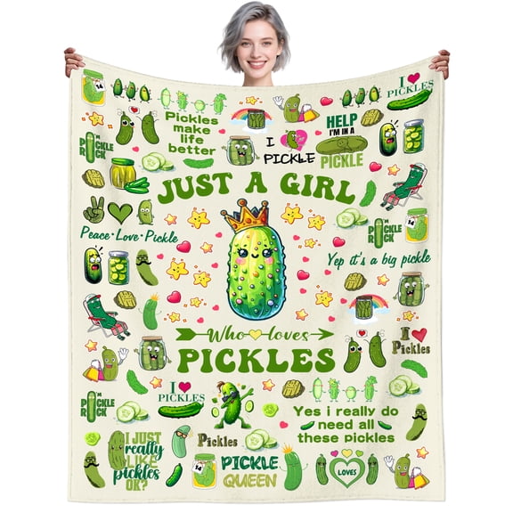 Pickle Blankets Gifts Gifts for Pickle Lovers Stuff Pickles Blanket Throw Plush Cozy Soft Flannel Bedding Pickles Gifts for Women Adults Sofa Couch Bed Room Decor 50"X40"