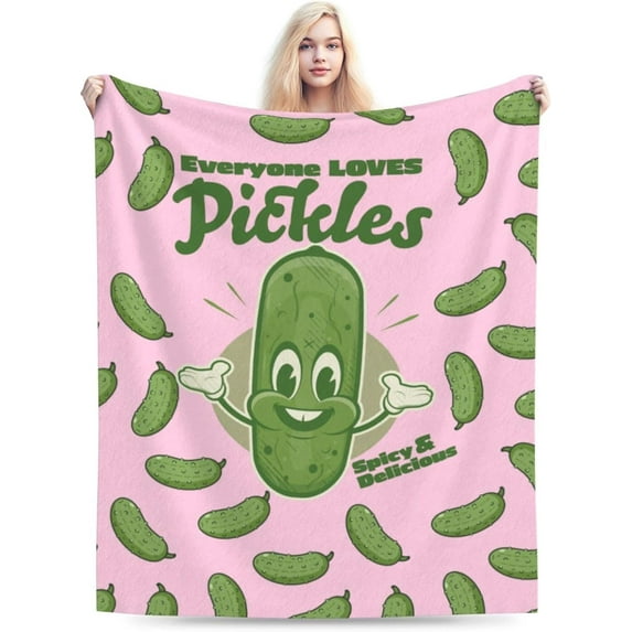 Pickle Blanket Green Gifts for Women Men Kids Blanket Soft Fuzzy Flannel Plush Food Throw Blankets for Couch Sofa Bed Home Decorative Blankets All Season 40"x50"