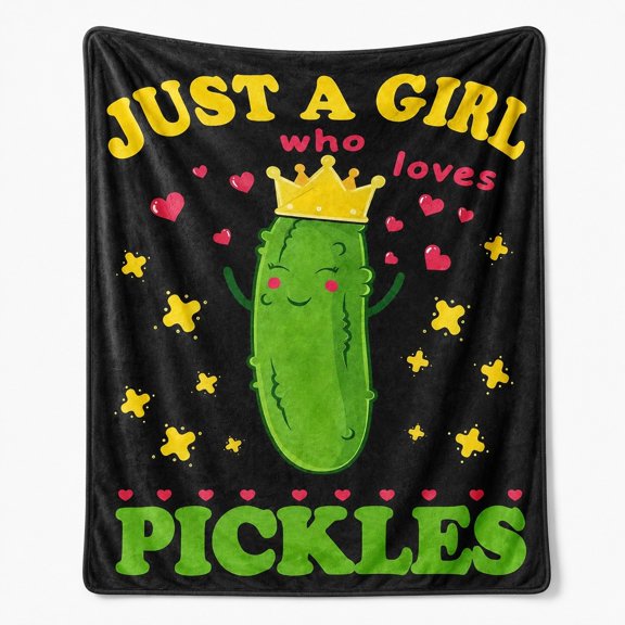 Pickle Cucumber Print Fleece Throw Blanket, Soft 280 GSM Polyester