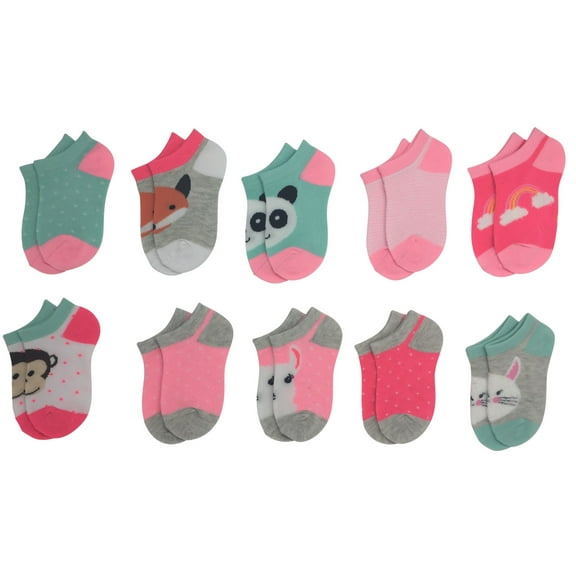 Pickle & Dot Girls 10 Pack Cute No Show Cushion Ankle Socks