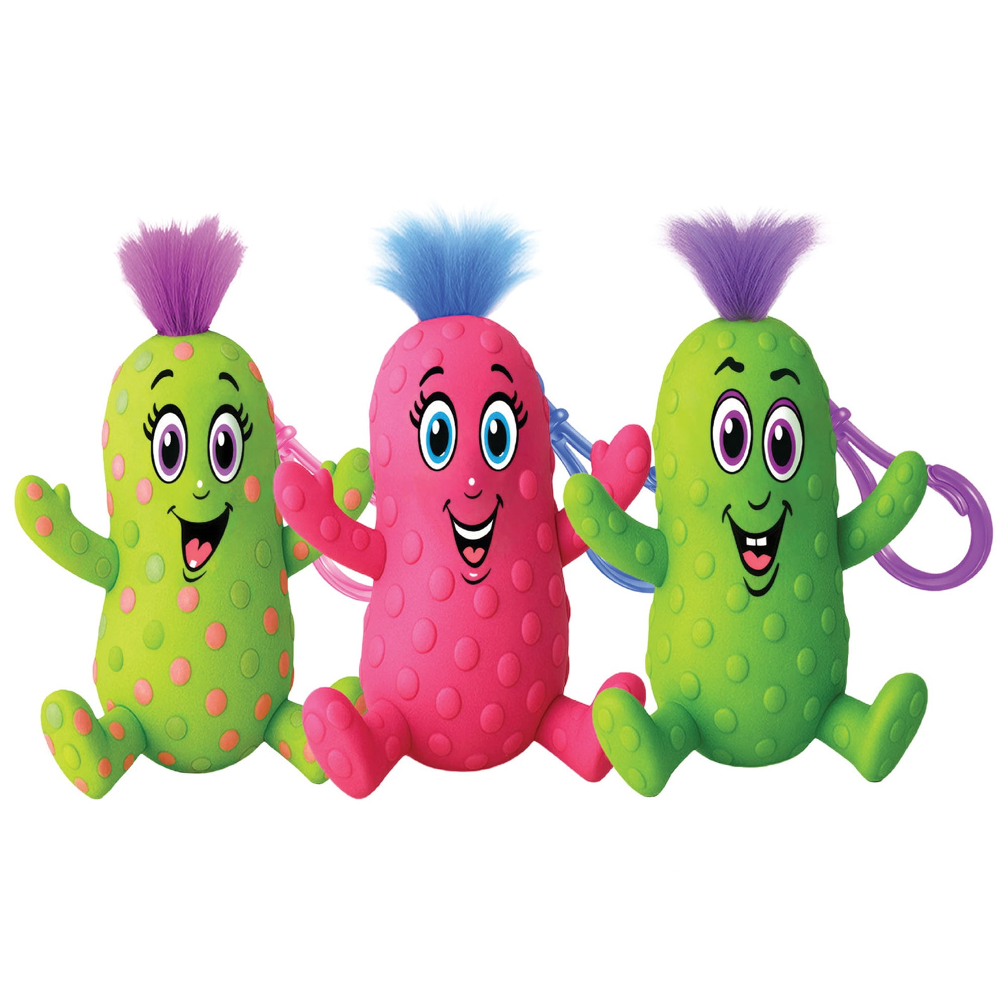Pickle Everything: The GiggleGherkins 3 Pack - Squeaky Pickle Bag Tags - 3 Characters, Squeeze For Squeaking Sound, Backpack Accessory Toys, Kids 3+