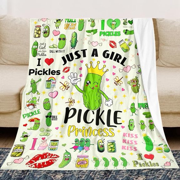 Pickle Flannel Throw Blanket 60 x 50 Inches
