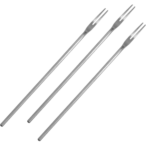 Pickle Fork Silver Long Handle Olive Forks Stainless Steel 2-Tine Cocktail Fork 8.6 Inch 3 Piece