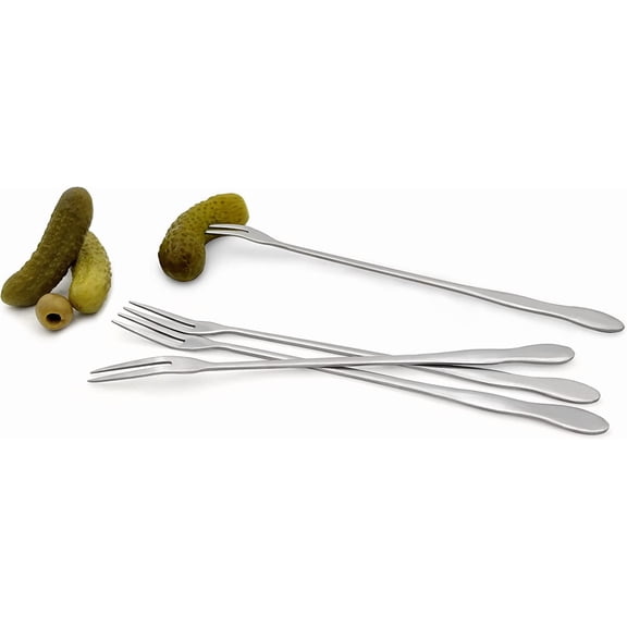 Pickle Forks Olive Fork pickle grabber, pickle picker for the jar, Cocktail Forks, Set of 4,long handle 7.8in