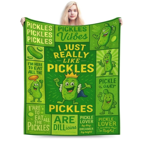 Pickle Gifts Blanket Soft Cozy Flannel Throw Lovers - Funny Pickle Themed 50x40