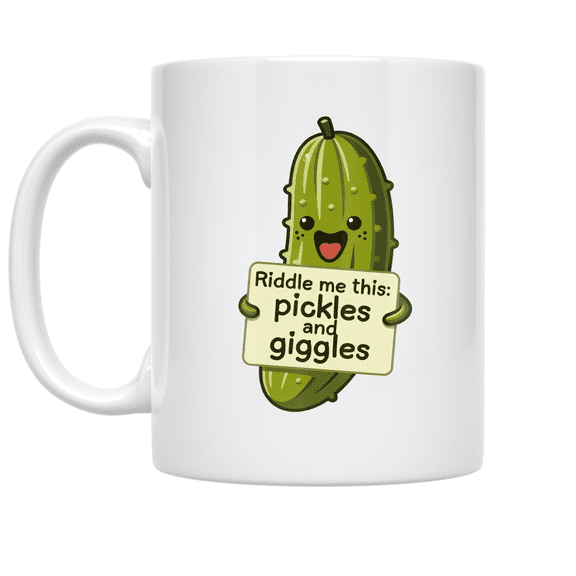 Pickle Humor Riddle Me This - Pickle Enthusiast - 11 oz Ceramic Coffee Mug
