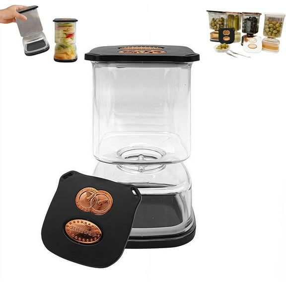 Pickle Jar with Strainer Flip, Airtight Mason Pickles Jars for Olive Kimchi Capers Kosher Dill,Food Storage Containers with Lids for Pickles Lover(1pcs-black)