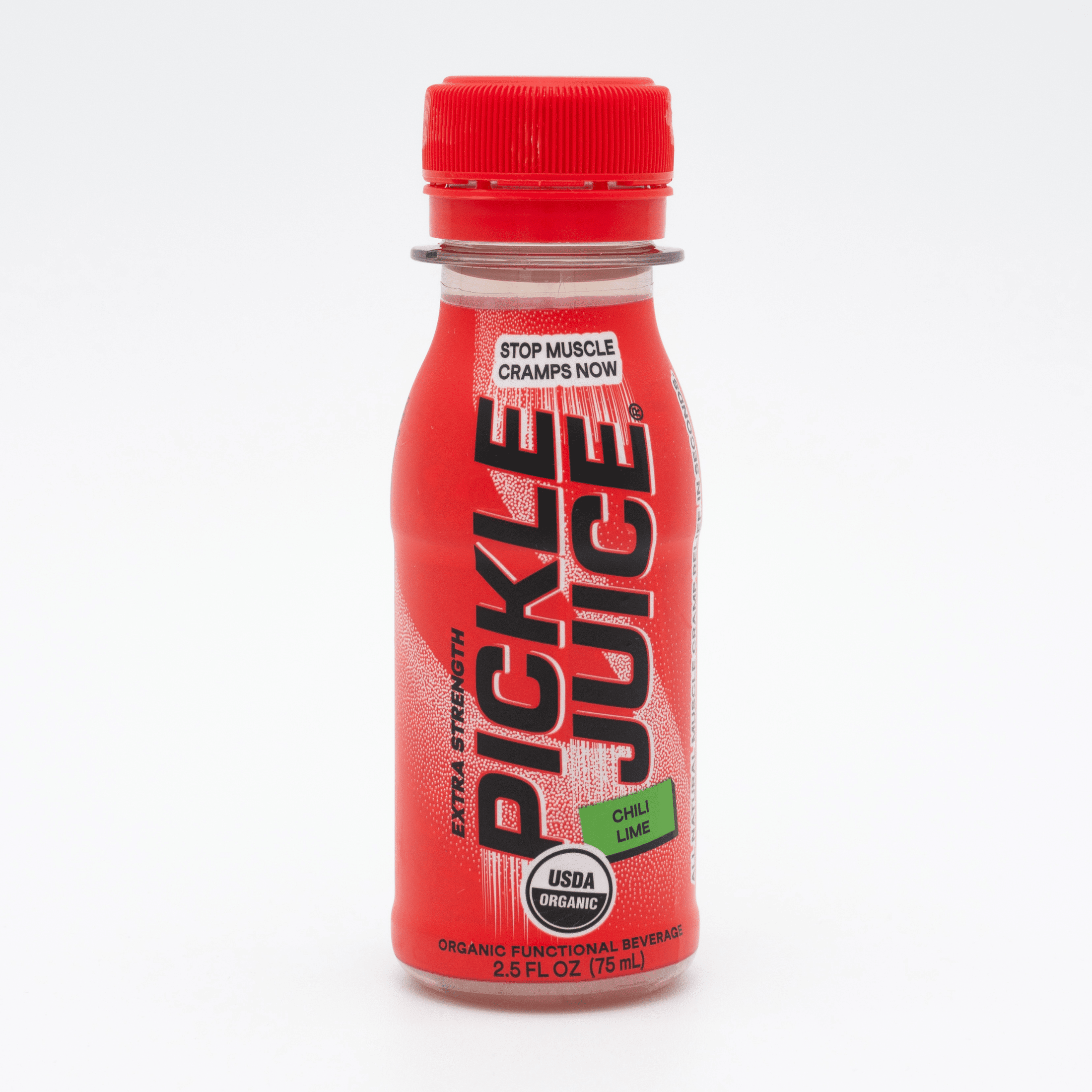 Pickle Juice Shot, 2.5 oz Bottle, Chili Lime, Organic, Extra Spicy, Liquid Muscle Relief, Spicy Medium