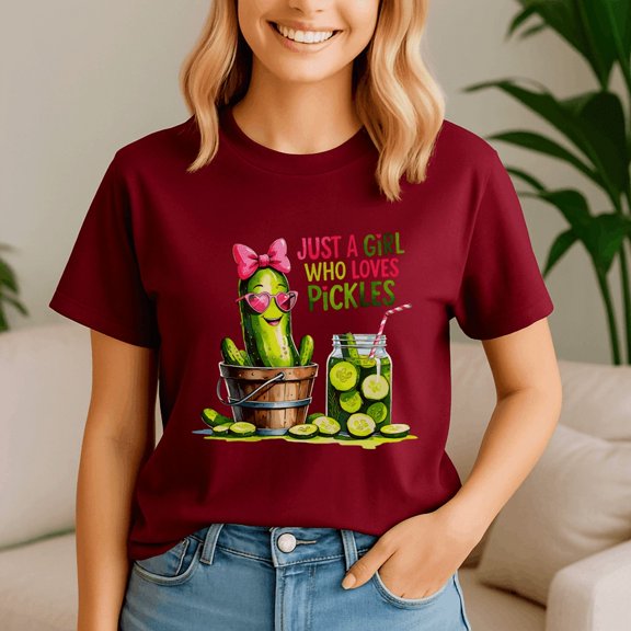 Pickle Just A Girl Who Loves Pickles Funny Food Lover Shirt, Pickle Lovers Tshirt