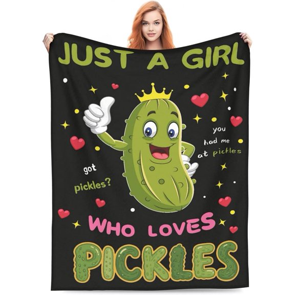 Pickle Lover Flannel Throw Blanket 60 x 50 Inches