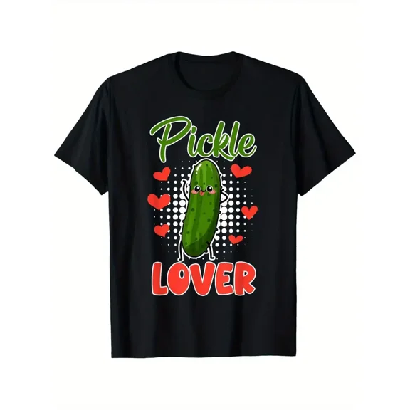 Pickle Lover Graphic T-Shirt - Funny Pickle with Hearts Design, Soft Breathable Cotton Tee for Pickle Lovers, Unisex Casual Everyday Shirt for Men & Women (S-XXXL) - Perfect