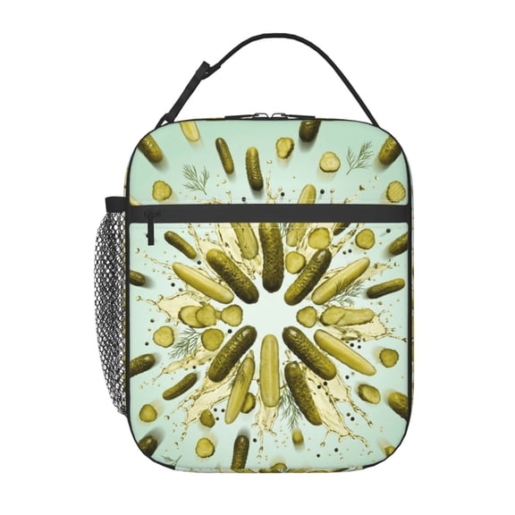 Pickle Lunch Box, Insulated Funny Cucumber Oil Painting Lunch Bag For Women Men, Oxford Cloth Thermal Meal Prep Bag With Buckle Handle For Work Picnic Travel