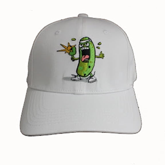 Pickle Monsters Baseball Hat - Adjustable Cap with Embroidered Pickle Monster Design (White Dill)