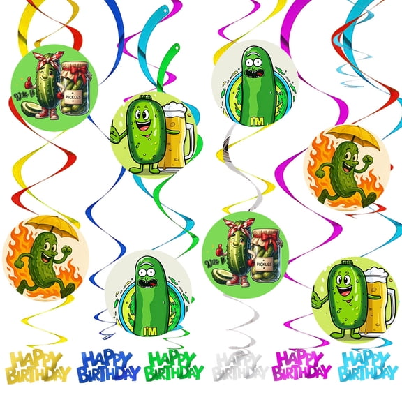 Pickle Party Decorations Hanging Swirl Sign Whirls Birthday Streamer Ceiling Decor Supplies 14 pcs