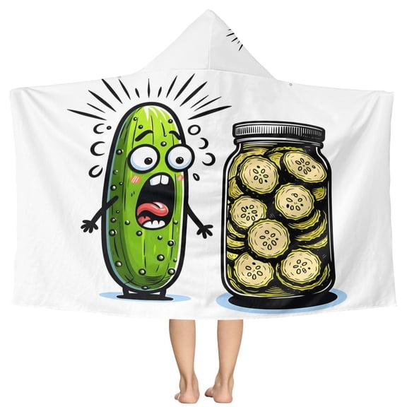 Pickle Pattern Beach Poncho - Microfiber - Towel - Kids Lightweight And Practical Essential For Beach Vacation