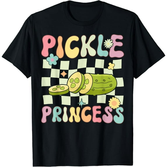 Pickle Princess Groovy Funny Pickle Girl Cucumber T-Shirt