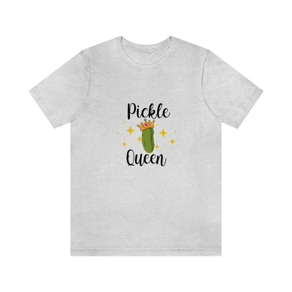 Pickle Queen T-shirt, Funny Pickle Lover Unisex Short Sleeve Tee, Gray, Small