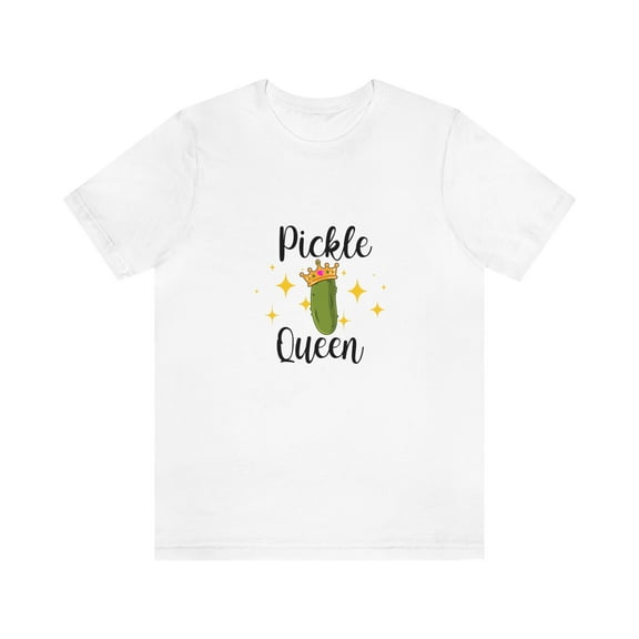Pickle Queen T-shirt, Funny Pickle Lover Unisex Short Sleeve Tee, White, Large