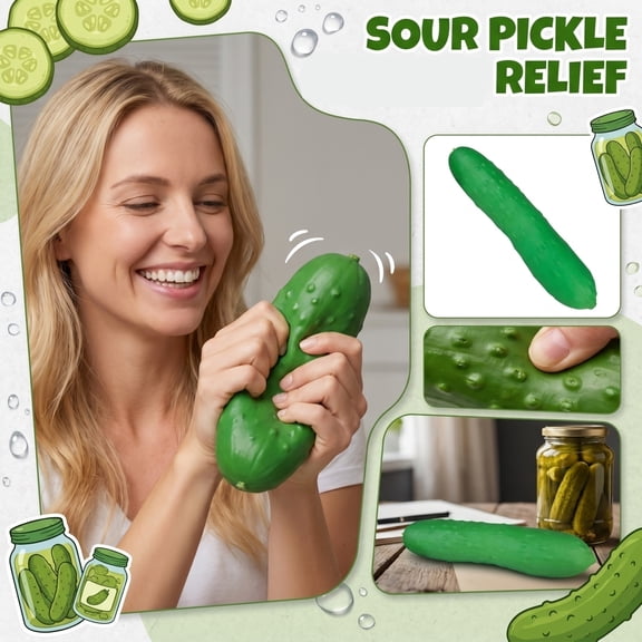 Pickle Squishy Stress Toy with Bumpy Texture and Slow Rising Design, 1-Pack, Green, for Kids and Adults, Toy