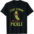 thumbnail image 1 of Pickle Stop Staring Pickle Food Vegetarian Vegetable Lover T-Shirt, 1 of 3