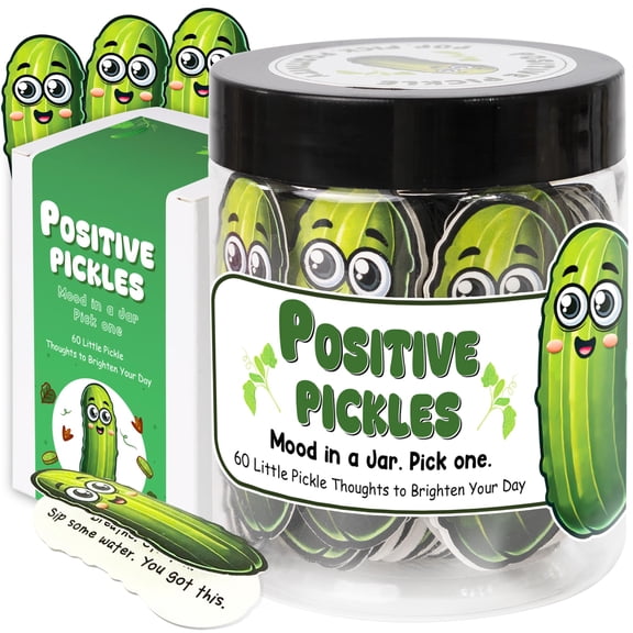 Pickle Themed Affirmation Cards, 60 Cheerful Quotes for Women, Mindfulness Gifts for Unique Desk Decor, Funny Encouragement Jar,green