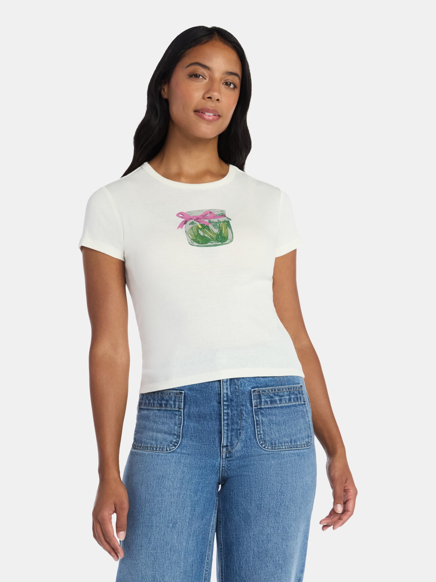 Women’s Pickle Jar Graphic Tee with Short Sleeves, Sizes XXS-XXL