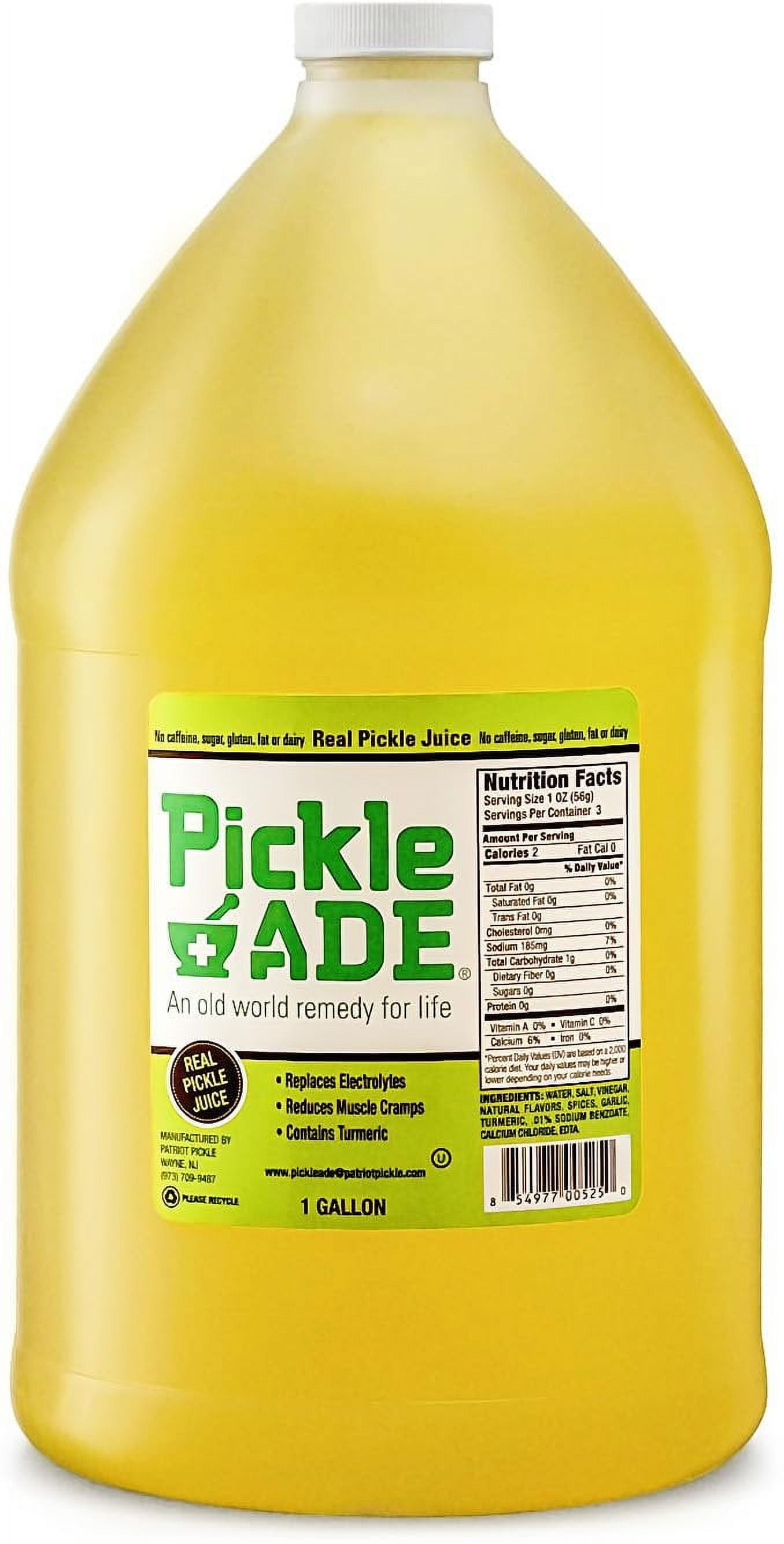 PickleAde Real Dill Pickle Juice with Turmeric, 1 Gallon 128 oz Bulk Size Pickle Juice Sports