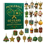 Pickleball 60 Years 2D Christmas Advent Calendar Daily Surprises 24 Pairs Blind Box Mystery Collectible Toy Set Xmas Tree Ornaments Birthday Festival Gifts for Children