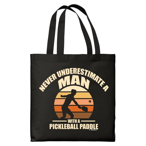 Pickleball Accessories For Men Never Underestimate A Man With A Pickleball Paddle Black Canvas Tote Bag