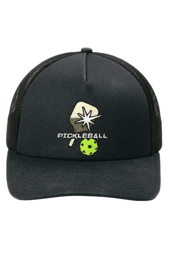 Pickleball Adjustable Adult Mesh Hat, Solid Black