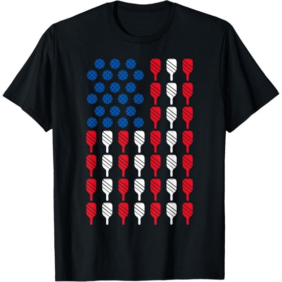 Pickleball American Flag 4Th Of July USA Men Women Funny T-Shirt
