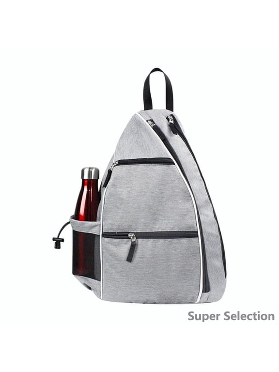 Reversible Sling Bag For Tennis & Racquetball, Pickleball Backpack, Holds 6 Paddles + 15" Laptop, Water-Resistant Sports Bag With Anti-Theft Pocket For Men & Women, Travel,Grey