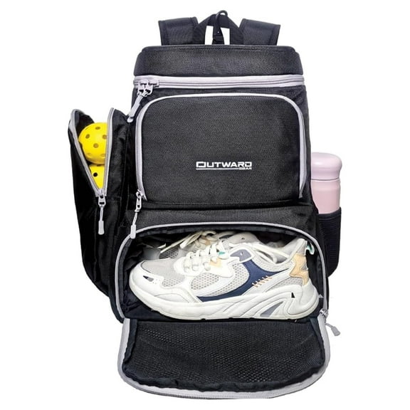 Pickleball Bag Deluxe Backpack Fits 4 Paddles and 10+ Balls - Shoe Compartment, Fence Hook, Storage Pockets, Adjustable Sling, Pickleball Accessories Equipment Bag