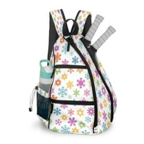 Pickleball Bag with Padded Back, Colorful Snowflake Multi-Compartment Paddle Backpack, Lightweight Nylon Sports Bag for Men & Women