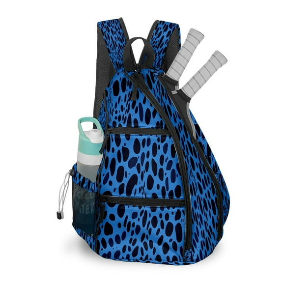 Pickleball Bags for Men Women Pickleball Backpack with Large Capacity Lightweight Adjustable Pickleball Sling Bag Hold Paddles, Balls, Accessories Blue Leopard
