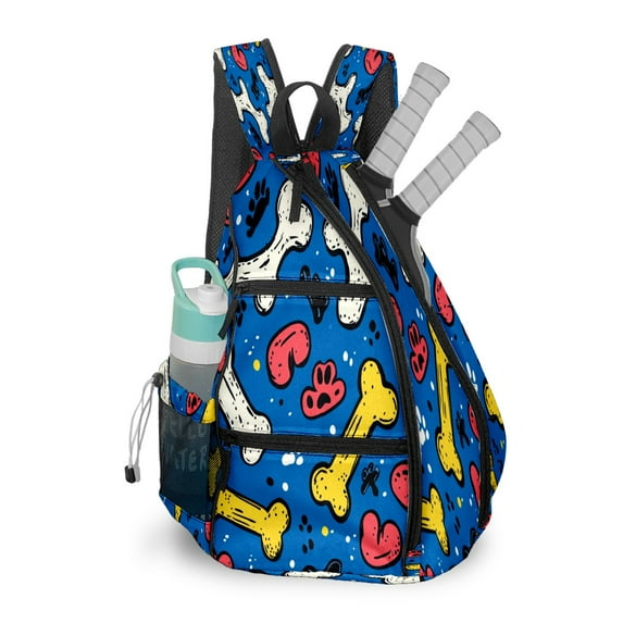 Pickleball Bags for Men Women Pickleball Backpack with Large Capacity Lightweight Adjustable Pickleball Sling Bag Hold Paddles, Balls, Accessories Dog Bone Pattern