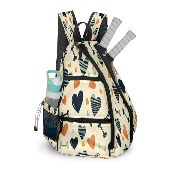 Pickleball Bags for Men Women Pickleball Backpack with Large Capacity Lightweight Adjustable Pickleball Sling Bag Hold Paddles, Balls, Accessories Heart And Bone Pattern