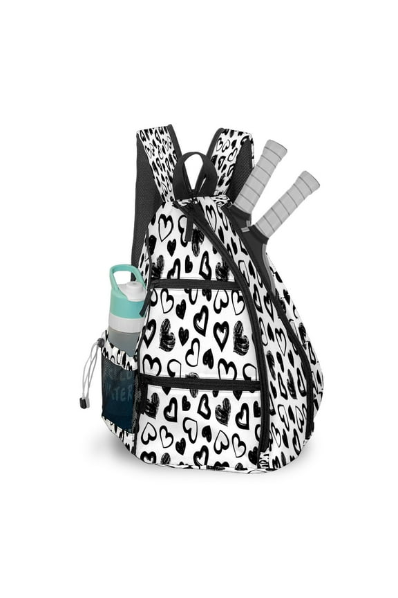 Pickleball Bags for Men Women Pickleball Backpack with Large Capacity Lightweight Adjustable Pickleball Sling Bag Hold Paddles, Balls, Accessories Love Theme Hearts Valentines Day (2)
