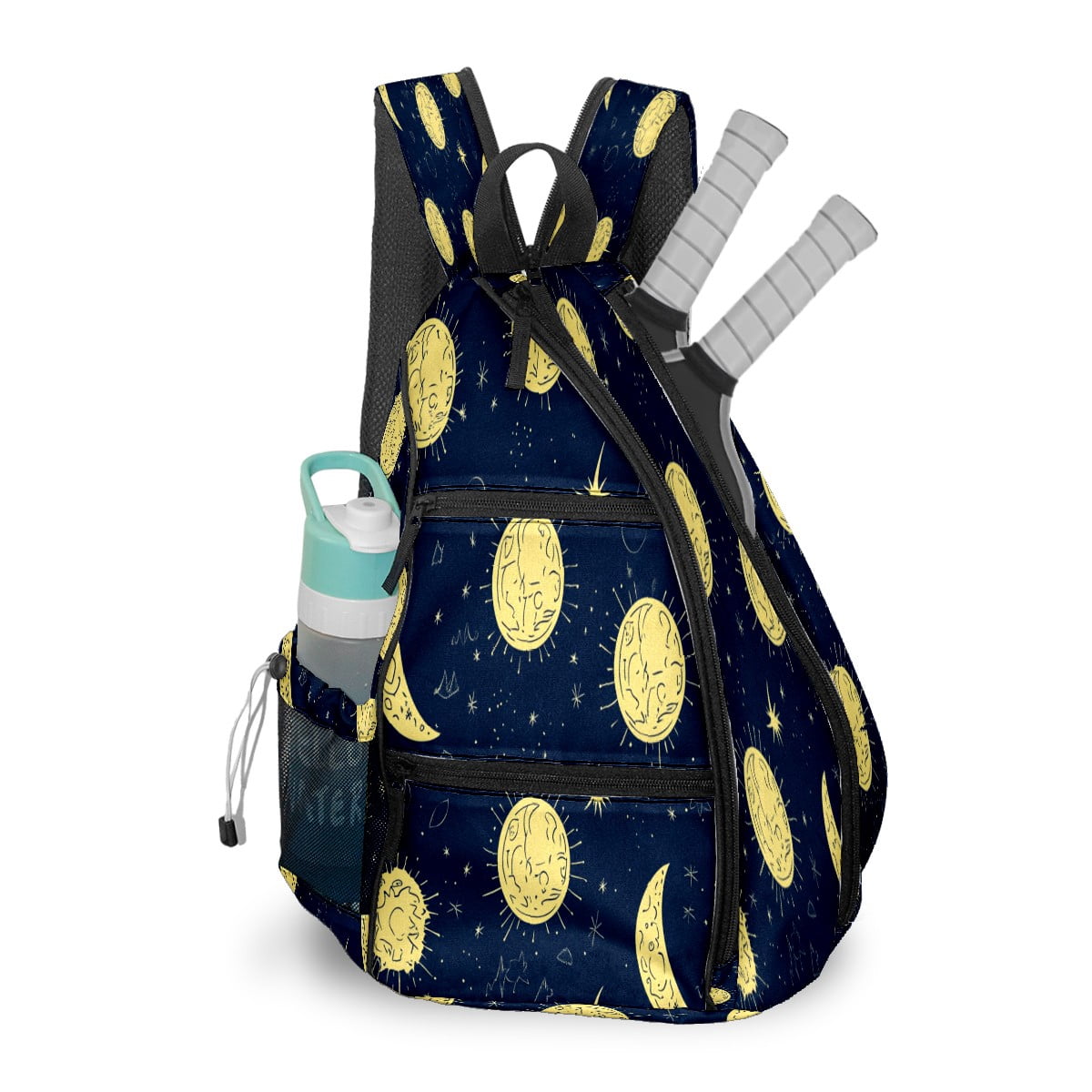 Pickleball Bags for Men Women Pickleball Backpack with Large Capacity Lightweight Adjustable Pickleball Sling Bag Hold Paddles, Balls, Accessories Moon And Sun Pattern
