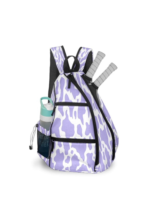 Pickleball Bags for Men Women Pickleball Backpack with Large Capacity Lightweight Adjustable Pickleball Sling Bag Hold Paddles, Balls, Accessories Purple Cow Print Camouflage