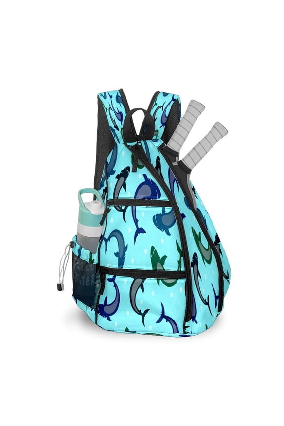 Pickleball Bags for Men Women Pickleball Backpack with Large Capacity Lightweight Adjustable Pickleball Sling Bag Hold Paddles, Balls, Accessories Texture Shark