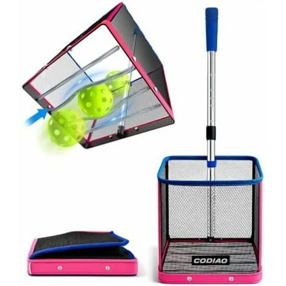 Pickleball Ball Picker Upper, Foldable Lightweight Basket with Telescopic Stainless Steel Handle, Effortless Multi-Ball Retriever & Grabber, Portable for Courts, Easy Storage$$