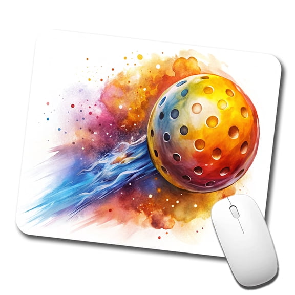 Pickleball Ball Rocketing Through The Air Watercolor Mouse Pad Low Profile Gaming Mat