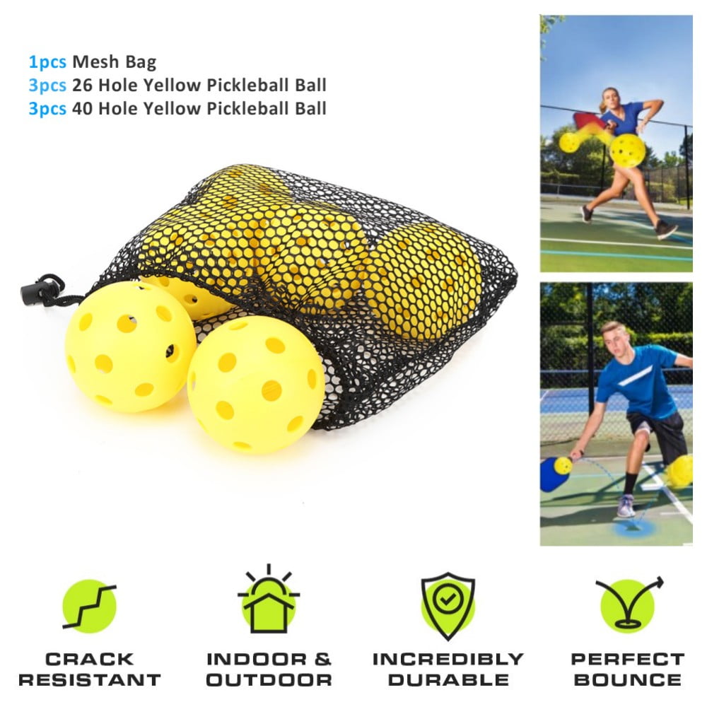 Pickleball Balls 6Pack Yellow Outdoor Pickleball Balls High Bounce
