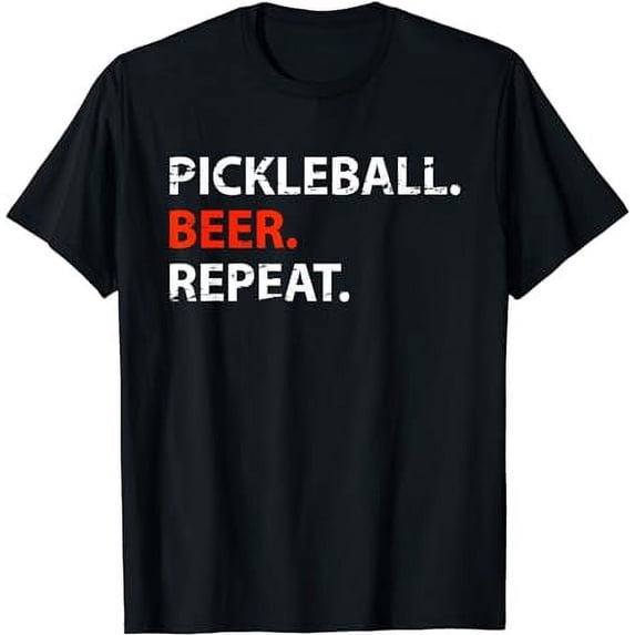 Pickleball Beer Repeat T-Shirt Funny Beer Pickleball Gift