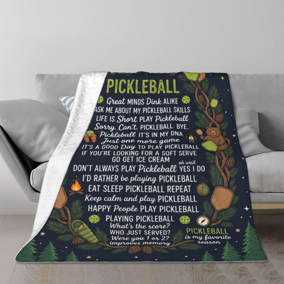 Pickleball Blanket, Pickleball Pattern Blanket for Players and Fans, Cozy Throw Blanket for Living Room Sofa Couch, Holiday Gift 50x40