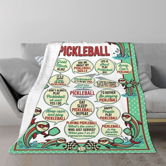 Pickleball Blanket, Pickleball Pattern Blanket for Players and Fans, Cozy Throw Blanket for Living Room Sofa Couch, Holiday Gift 50x40